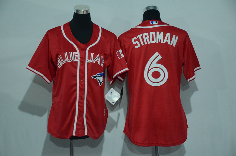 Womens 2017 MLB Toronto Blue Jays #6 Stroman Red Jerseys->->Women Jersey